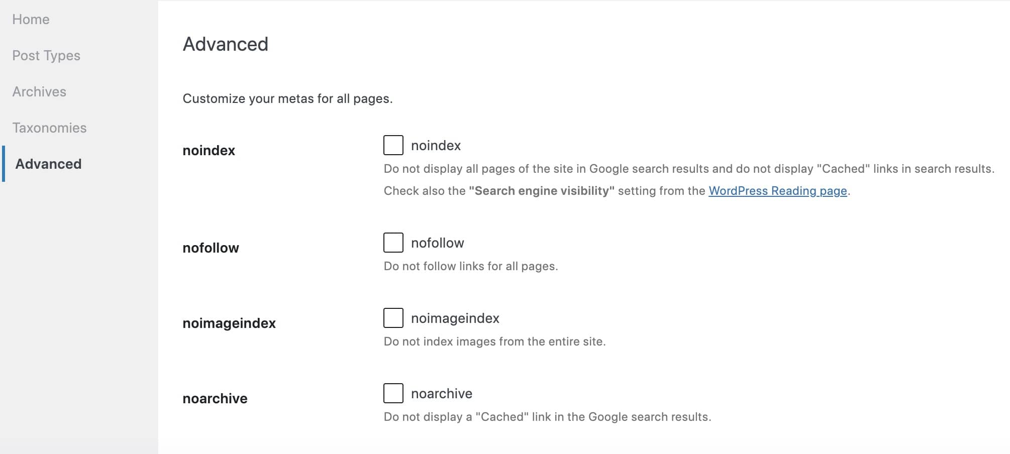 SEOPress'in WordPress'te noindex özelliği