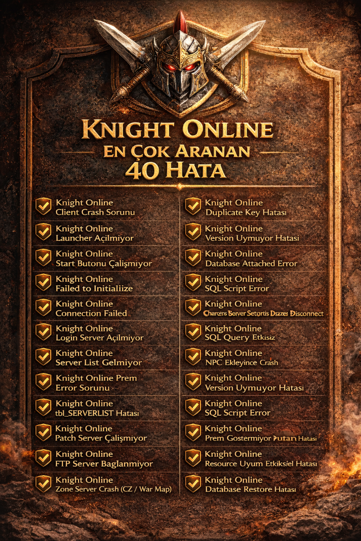 Knight Online Primary Key ve Duplicate Key Hatası