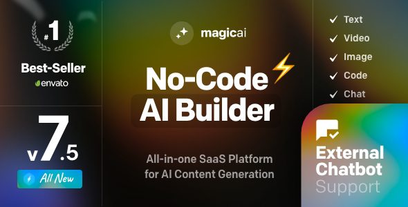 MagicAI 9.6.0 + Extentions - OpenAI Content, Text, Image, Video, Chat, Voice, and Code Generator as SaaS MagicAI 9.6.0 + Extentions - OpenAI Content, Text, Image, Video, Chat, Voice, and Code Generator as SaaS